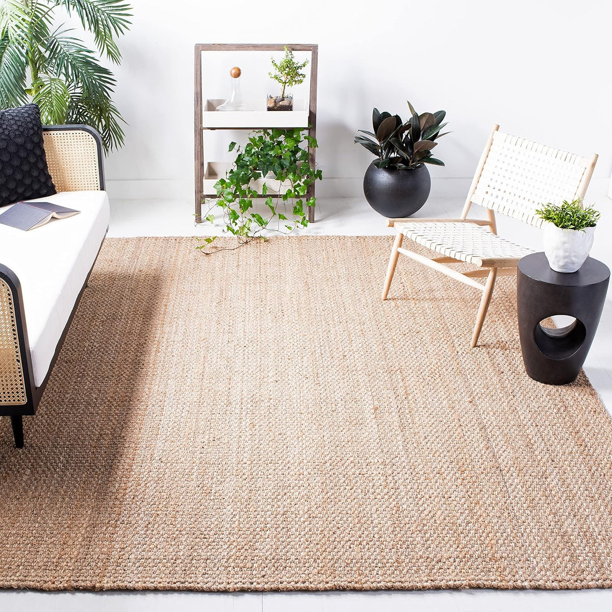 Area Rug - Natural Fiber - Large - Natural Brown, Handmade Jute, Basketweave Design
