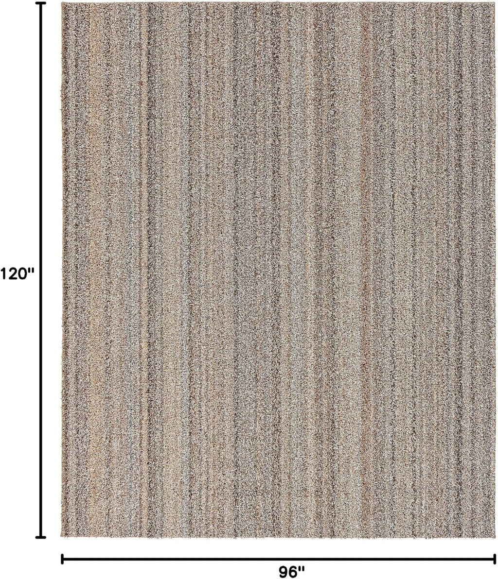 Striped Shag Non-Slip Recycled Multi-Color Area Rug - Modern, Stain-Resistant, Ideal s & High-Traffic Areas