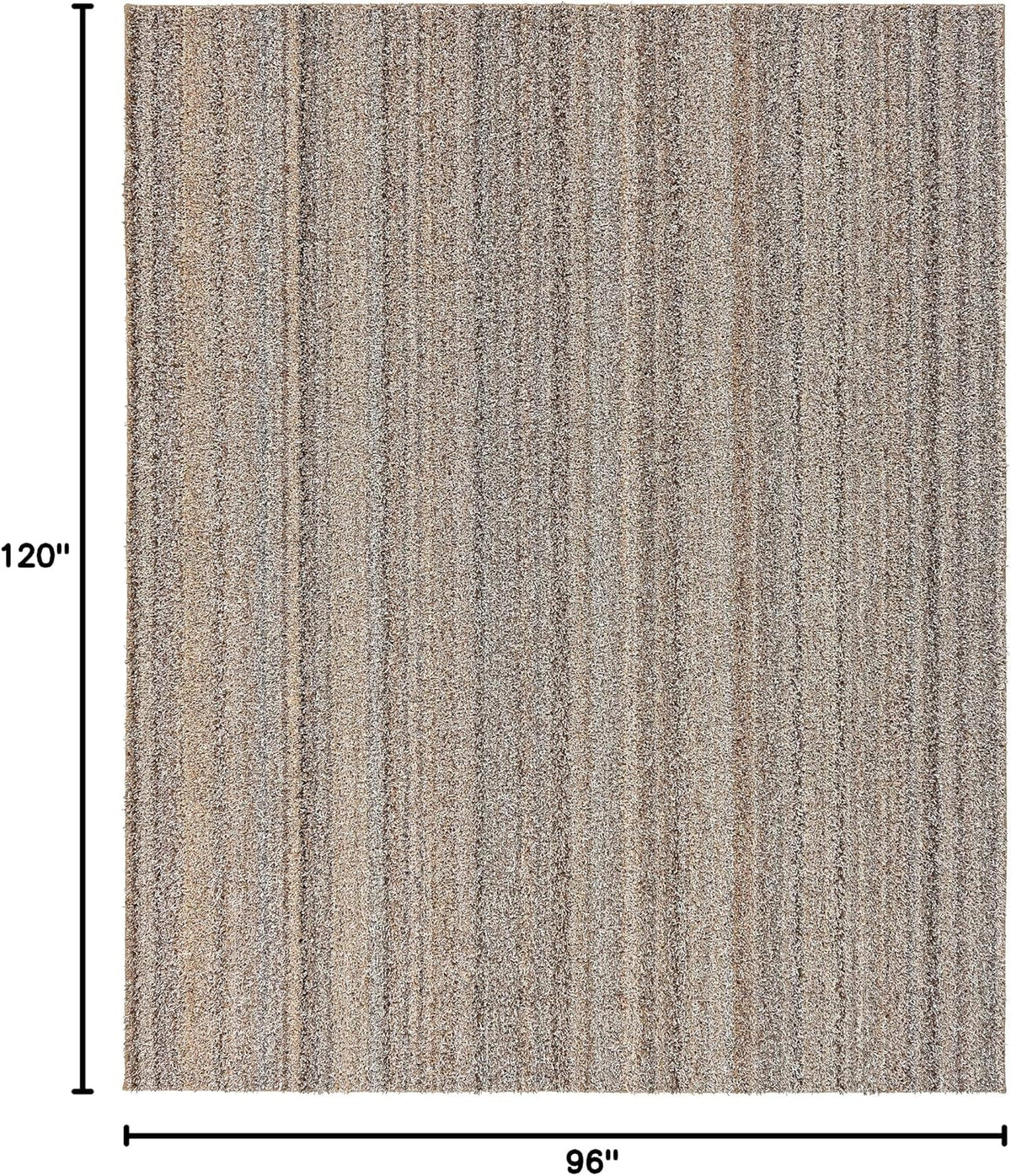 Striped Shag Non-Slip Recycled Multi-Color Area Rug - Modern, Stain-Resistant, Ideal s & High-Traffic Areas