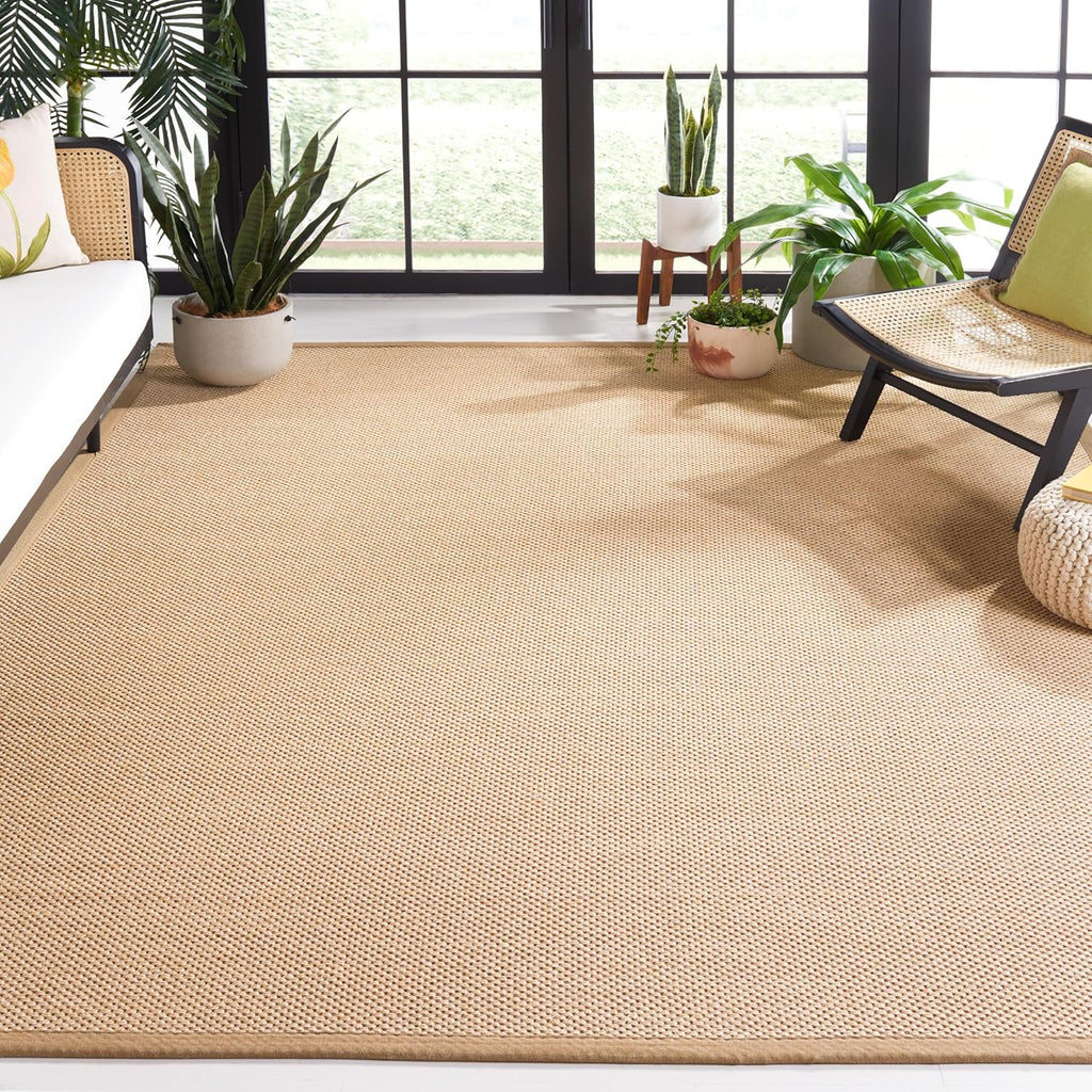 Area Rug - Natural Fiber Collection - Large - Maize & Linen Color, Sisal, Woven Design with Border (NF141B)