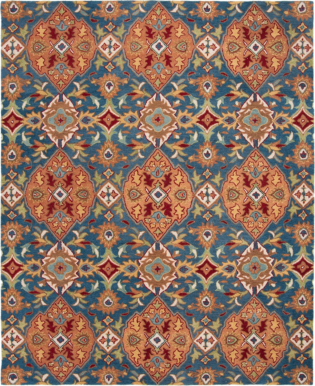 Heritage Collection Area Rug, Camel & Blue, Handmade Traditional Oriental Wool, Ideal for High Traffic