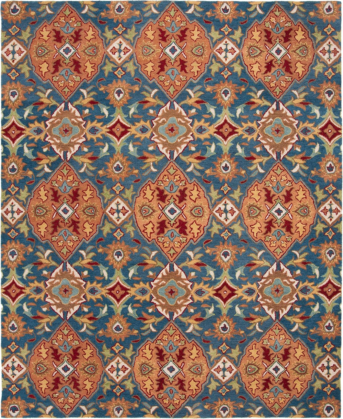 Heritage Collection Area Rug, Camel & Blue, Handmade Traditional Oriental Wool, Ideal for High Traffic