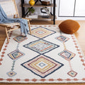 Marrakech Collection Area Rug, Ivory & Multi, Moroccan Boho Tribal Rustic Design, Non-Shedding & Easy