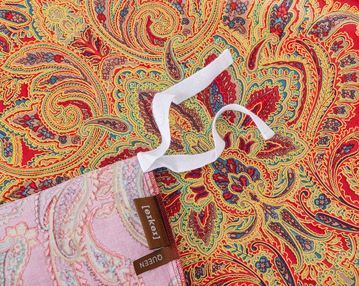 Classical Paisley Duvet Cover 3pc Set Bohemian Bedding Boteh Damask Medallion Egyptian Cotton Sateen Luxury