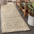 Pata Hand Woven Chunky Jute Light Ivory Runner Rug, Bohemian, Rustic, Cottage, Easy-Cleaning, Non-Shedding