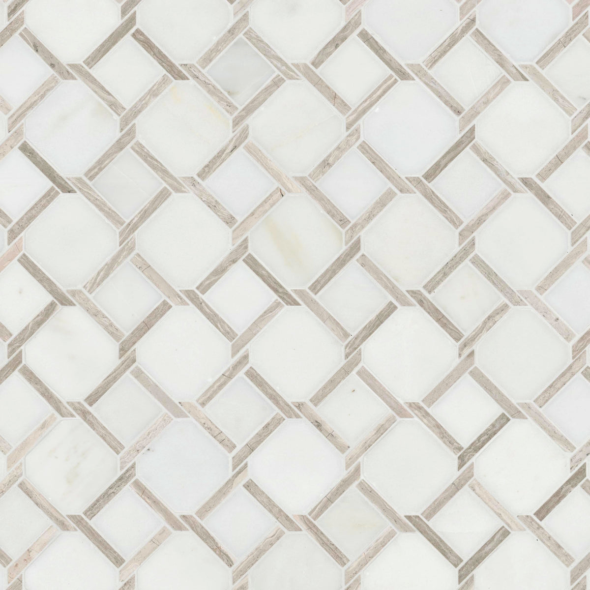 Polished Marble Mosaic Tile | Chateau Lace Geometric | 12" x 12"