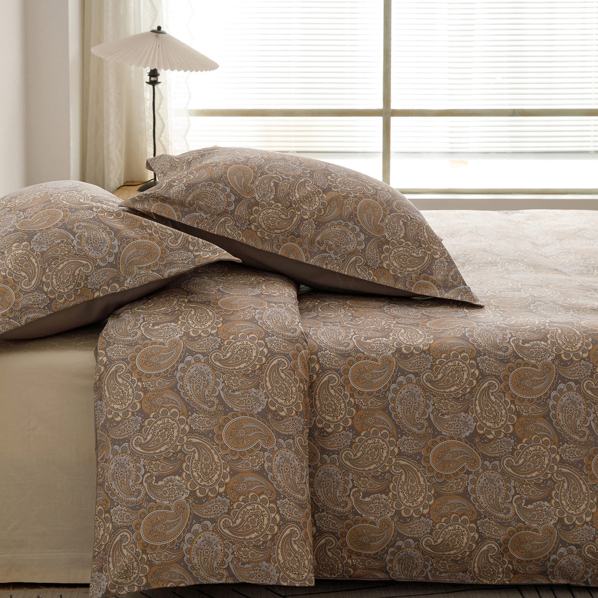 Egyptian Cotton Duvet Cover Set - Luxurious California King Size with Silky Soft Sateen Weave, Boho Style, Zipper