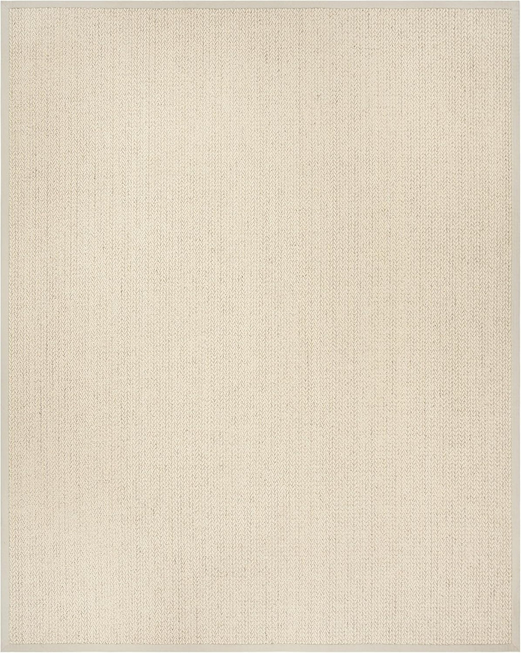 Area Rug - Natural Fiber Collection - Large - Light Grey, Sisal & Wool, Woven Design with Border (NF475C)