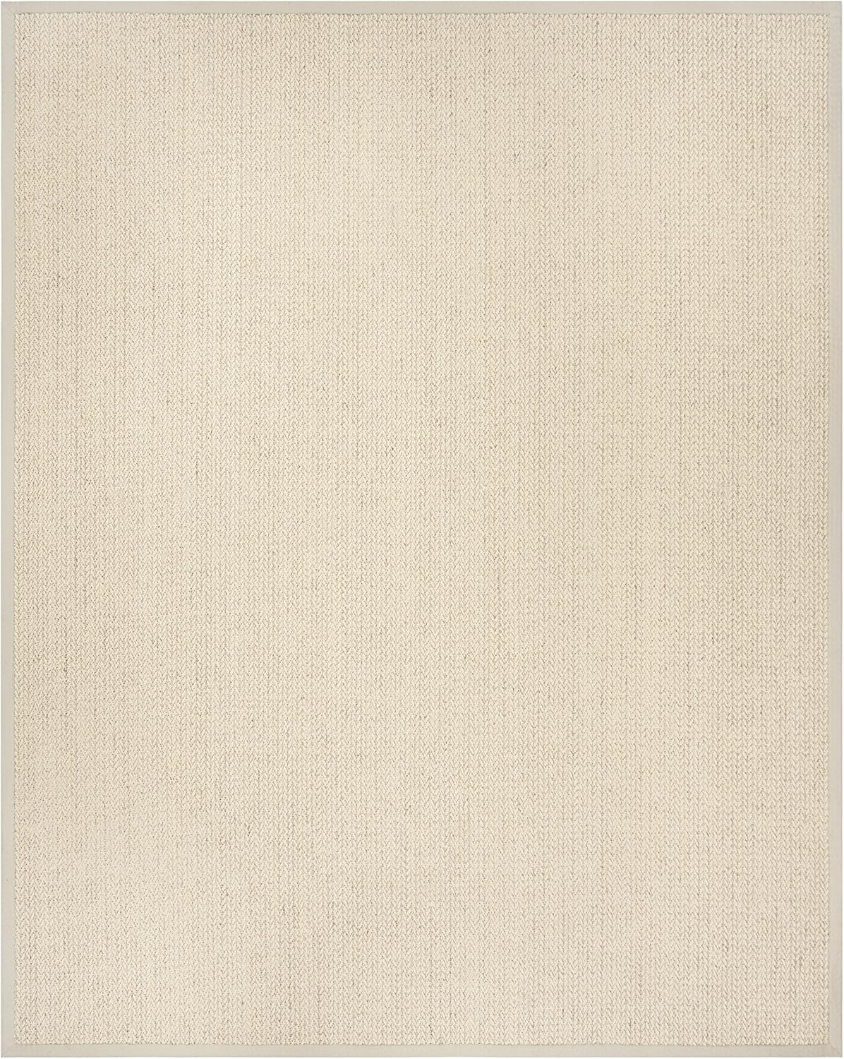 Area Rug - Natural Fiber Collection - Large - Light Grey, Sisal & Wool, Woven Design with Border (NF475C)
