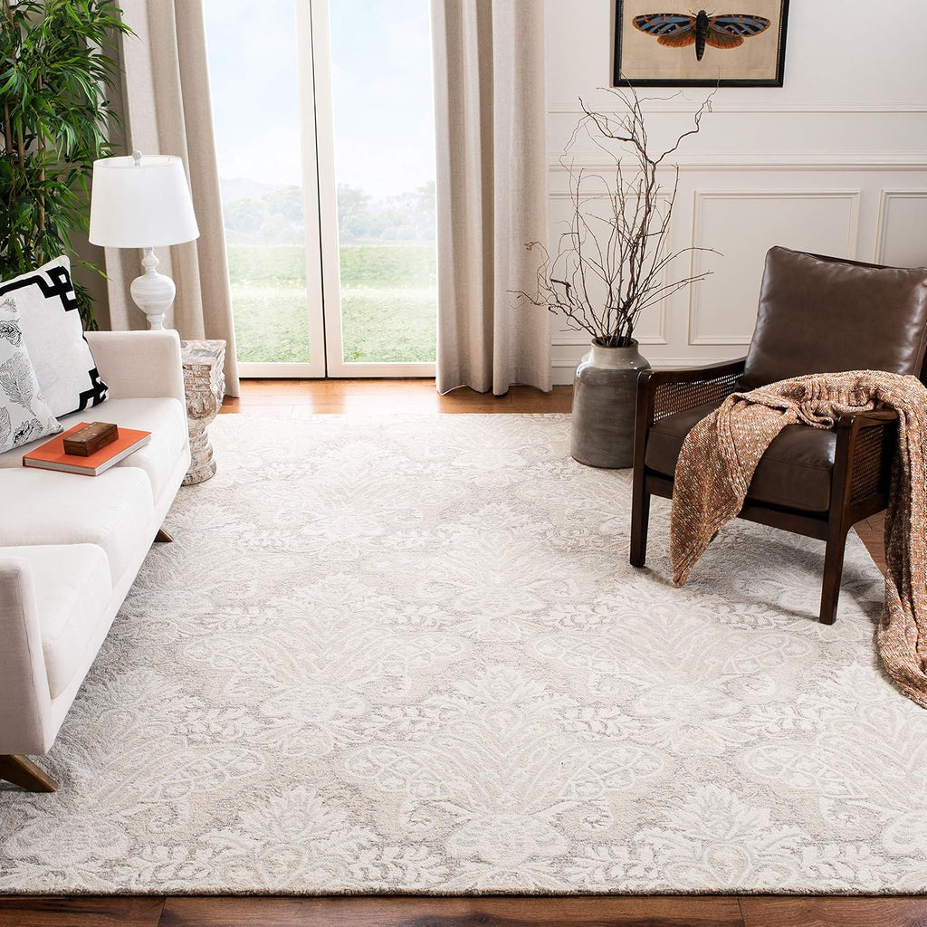 Micro-Loop Area Rug, Beige, Handmade Wool
