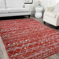 HR - Moroccan Trellis Motif Rug 5x7 Rustic Berber Tribal Pattern Moroccan Décor Carpet Flooring Red and Grey
