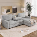 89" Convertible L-Shaped Sleeper Sofa Bed with Storage Chaise, Gray