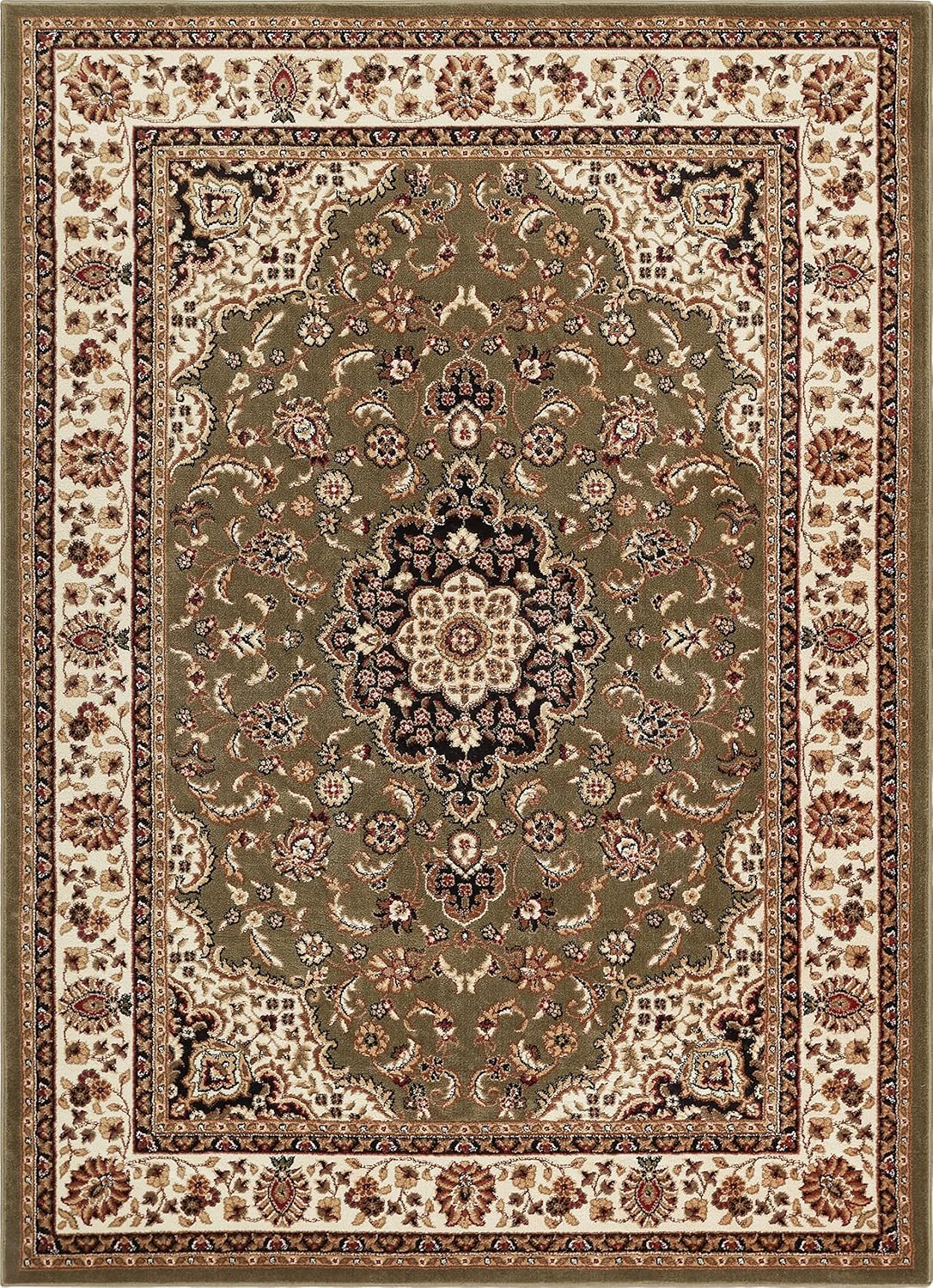Barclay Medallion Kashan Green 9x12 Area Rug