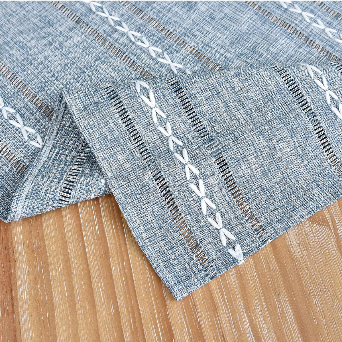 Farmhouse Embroidered 52x52 Inch Square Tablecloth Linen Texture