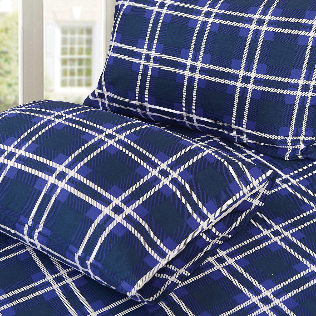 Luxury Soft Bed Sheets Plaid Pattern - 1500 Premium Hotel Quality Microfiber Softness Wrinkle and Fade Resistant