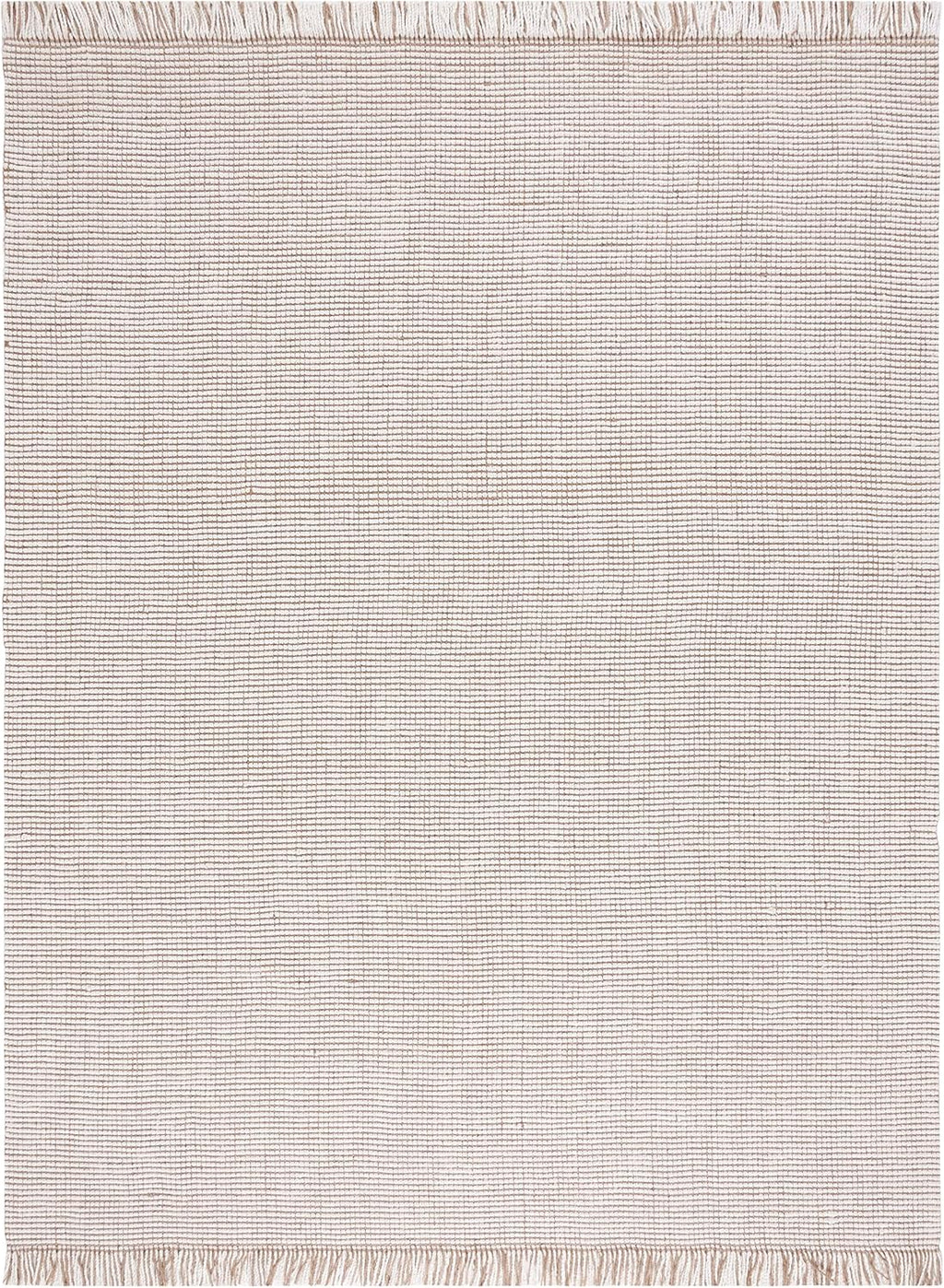 Natural Fiber Area Rug, Ivory & Natural, Handmade Woven Farmhouse Fringe Jute