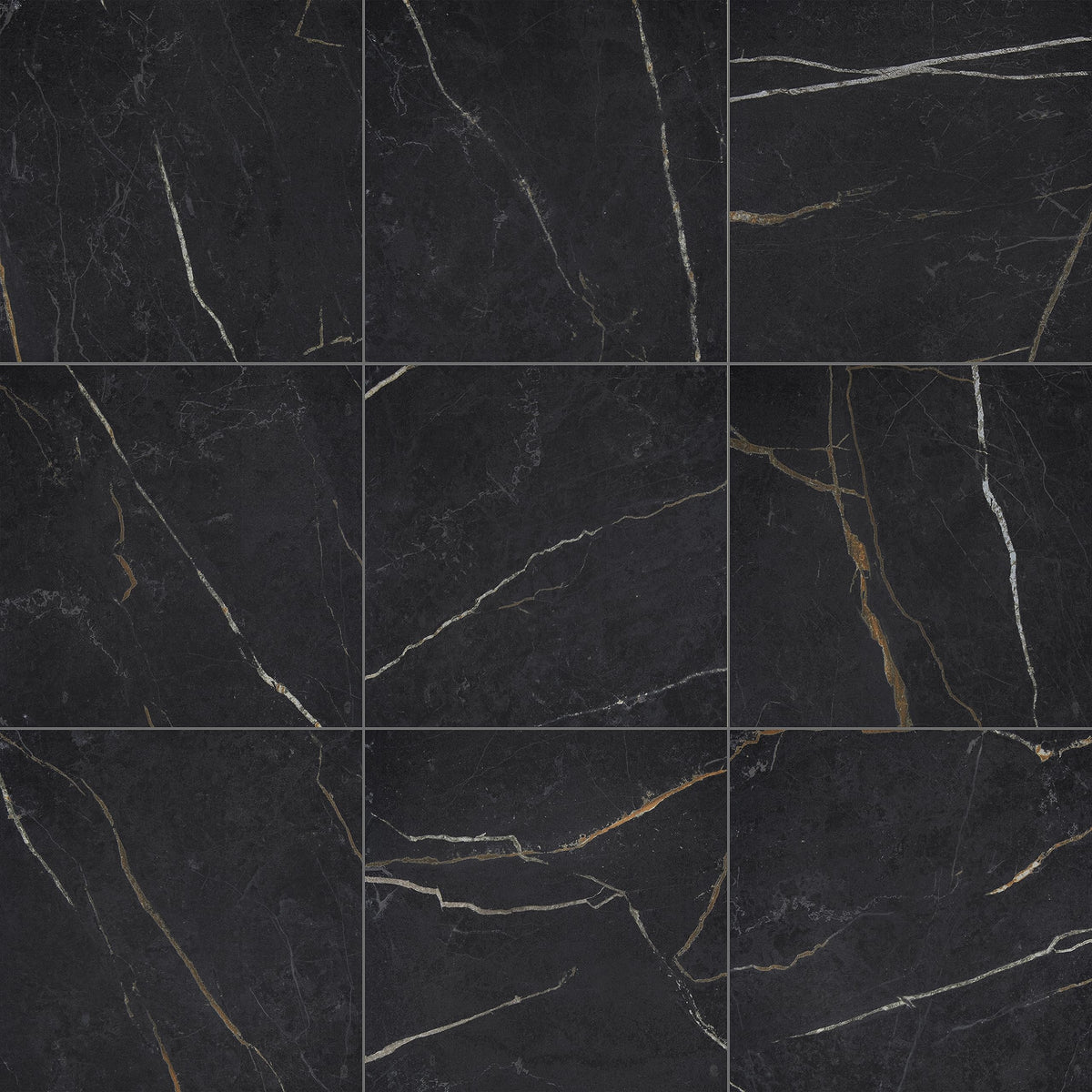 Perpetuo 24" X 24" Porcelain Marble Look Floor Tile in Polished Infinite Black (4 pieces per carton) (15.20 sqft per