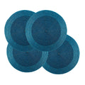 Lightnpro Handmade Beaded Placemats Set of 4 - 13 Inch Round Turquoise Blue Charger Mats | Handcrafted Artisan Table