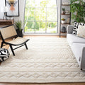 Natura Collection Area Rug, Ivory, Handmade Moroccan Boho Tribal Wool & Cotton, Ideal for High Traffic