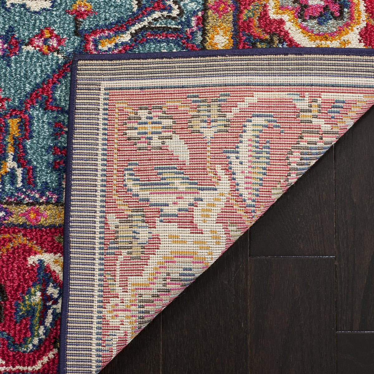 Monaco Collection X-Large Area Rug - 12' x 18', Red & Turquoise, Boho Oriental Medallion Design, Non-Shedding & Easy