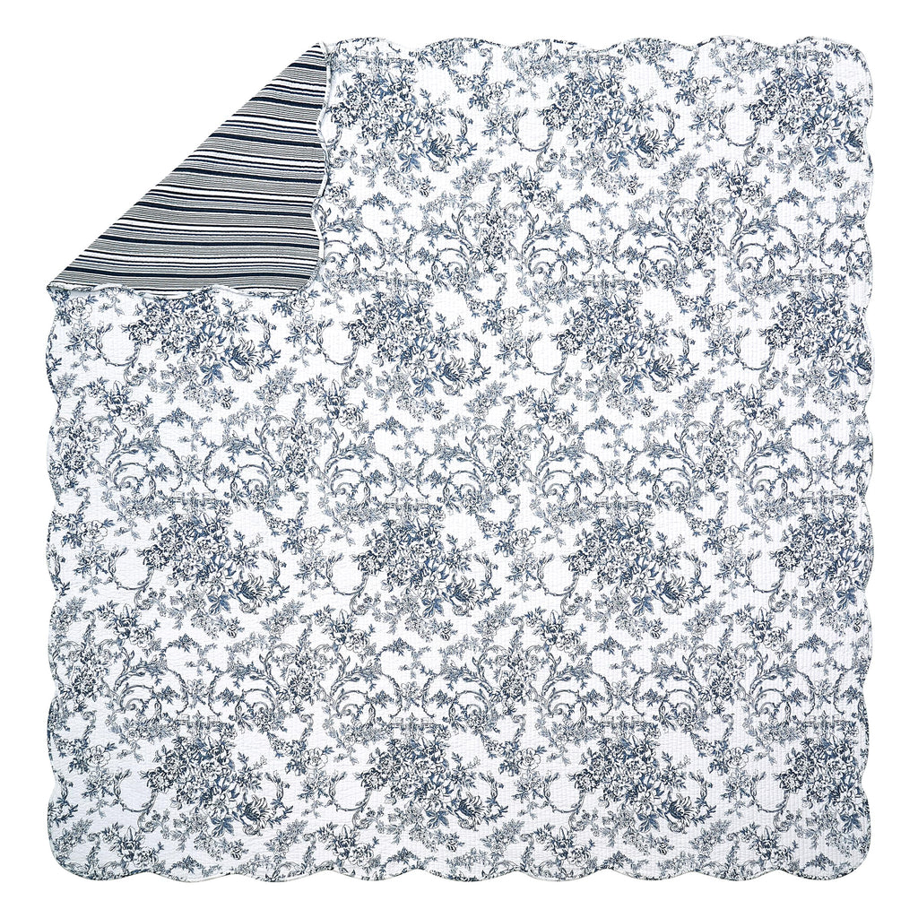 Garden Toile 3-Piece Reversible Quilt Set - Lightweight Coverlet Set