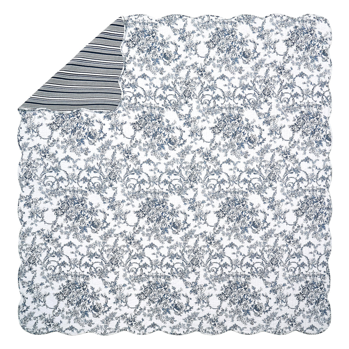 Garden Toile 3-Piece Reversible Quilt Set - Lightweight Coverlet Set