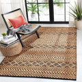 Kilim Collection Accent Rug, Natural & Black, Handmade Boho Jute, Ideal for High Traffic Areas (KLM455A)