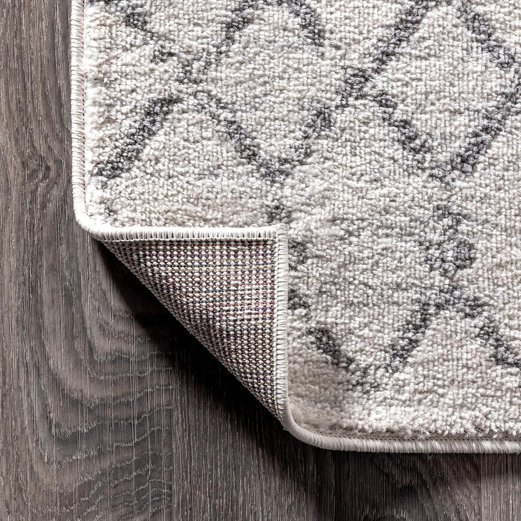 Boho Vintage Diamond Cream/Gray Indoor Area Rug, Moroccan Hype, Easy-Cleaning, High Traffic, Pet-Friendly