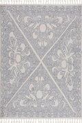 Birdwood Living Room, Bedroom Area Rug - Floral Geometric Diamond Border Mosaic - Scandinavian Traditional