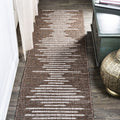 Stripe Geometric Indoor Outdoor Runner Rug Brown/Beige, Zolak Berber for Backyard, Patio, Porch, Easy-Cleaning