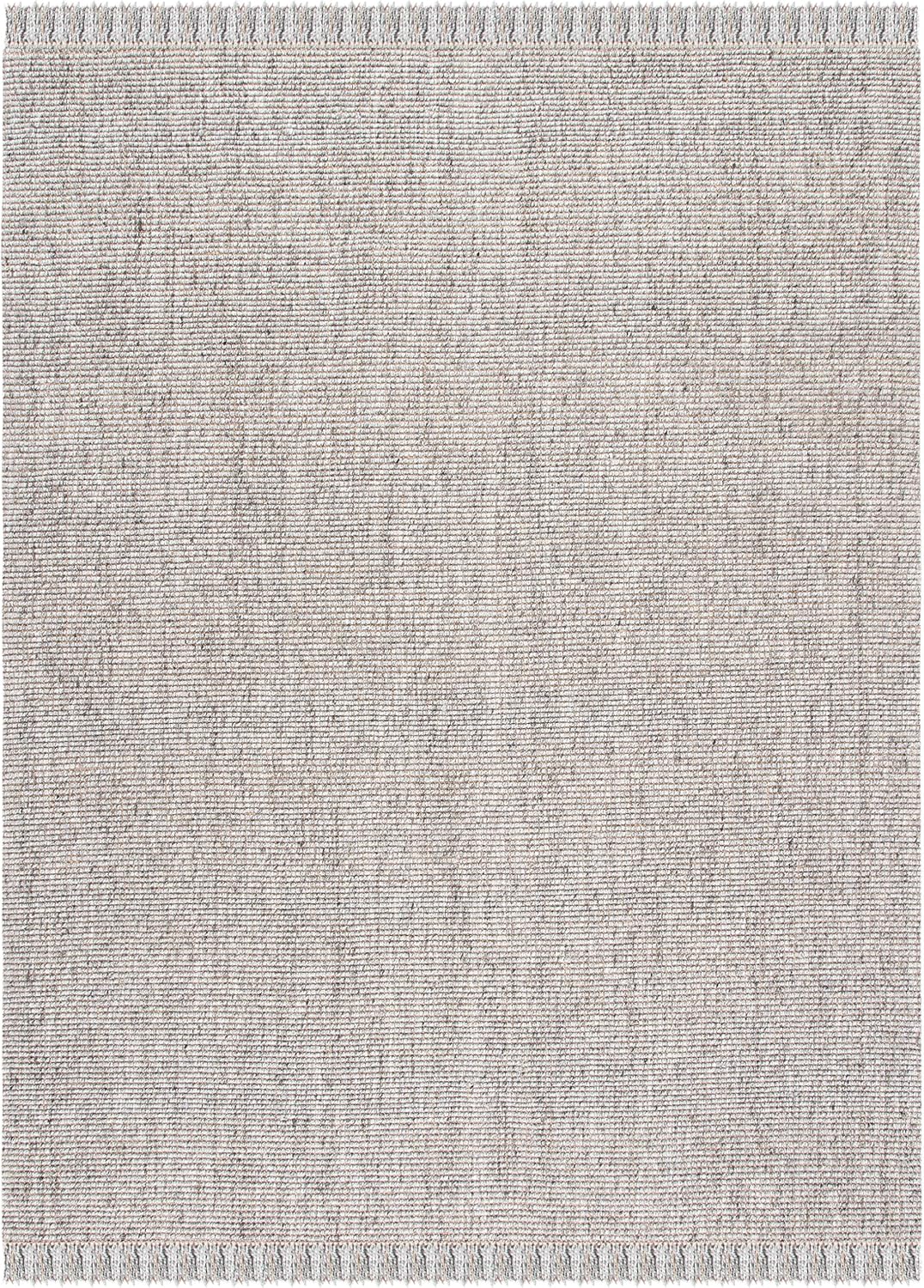 Area Rug - Natural Fiber Collection - Large - Grey & Natural, Handmade Woven Jute, Fringe Detail, Ideal, Dining