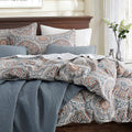Boho Floral Medallions Duvet Cover 3pc Set Bohemian Paisley Bedding Boteh Damask Circles Egyptian Cotton Sateen