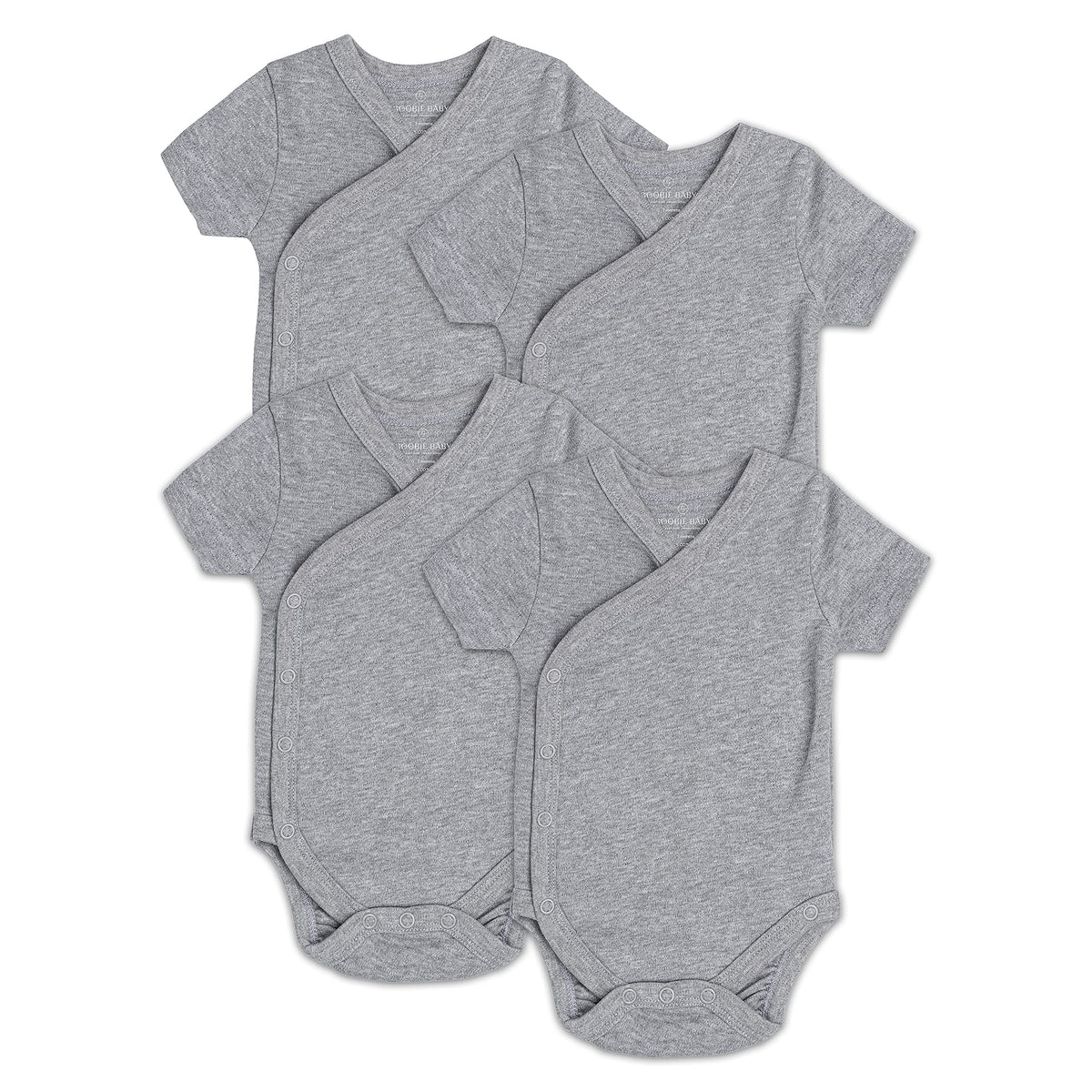 Baby Side Snap Kimono Bodysuit Set, 100% Cotton Wrap Bodysuit with Mitten Cuffs, Boy Girl Unisex Newborn Layering