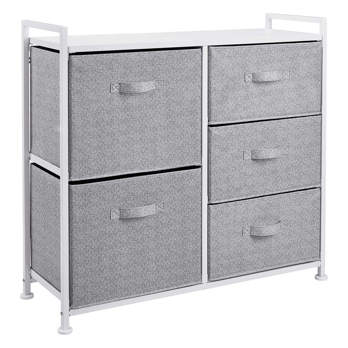 Bedroom Closet Organizer with 5-Fabric Storage Drawers for Clothes Storage, White
