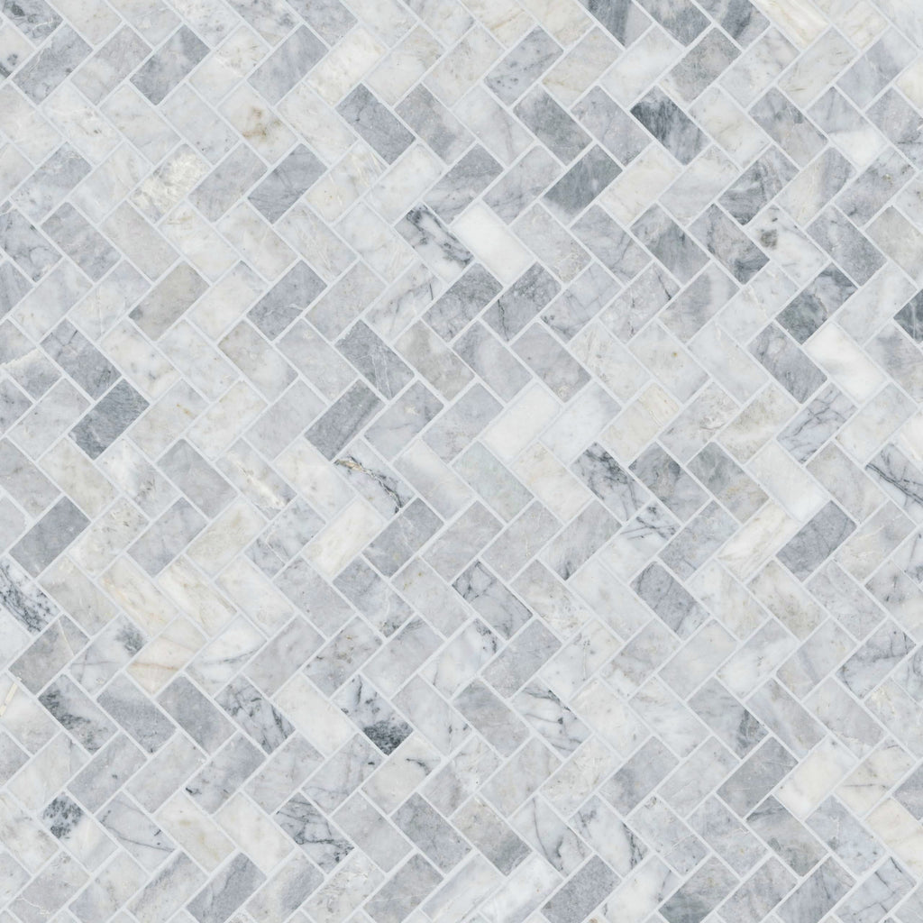 Mesh Mounted Marble Floor & Wall Tile| Capri Blue | 1" x 2"
