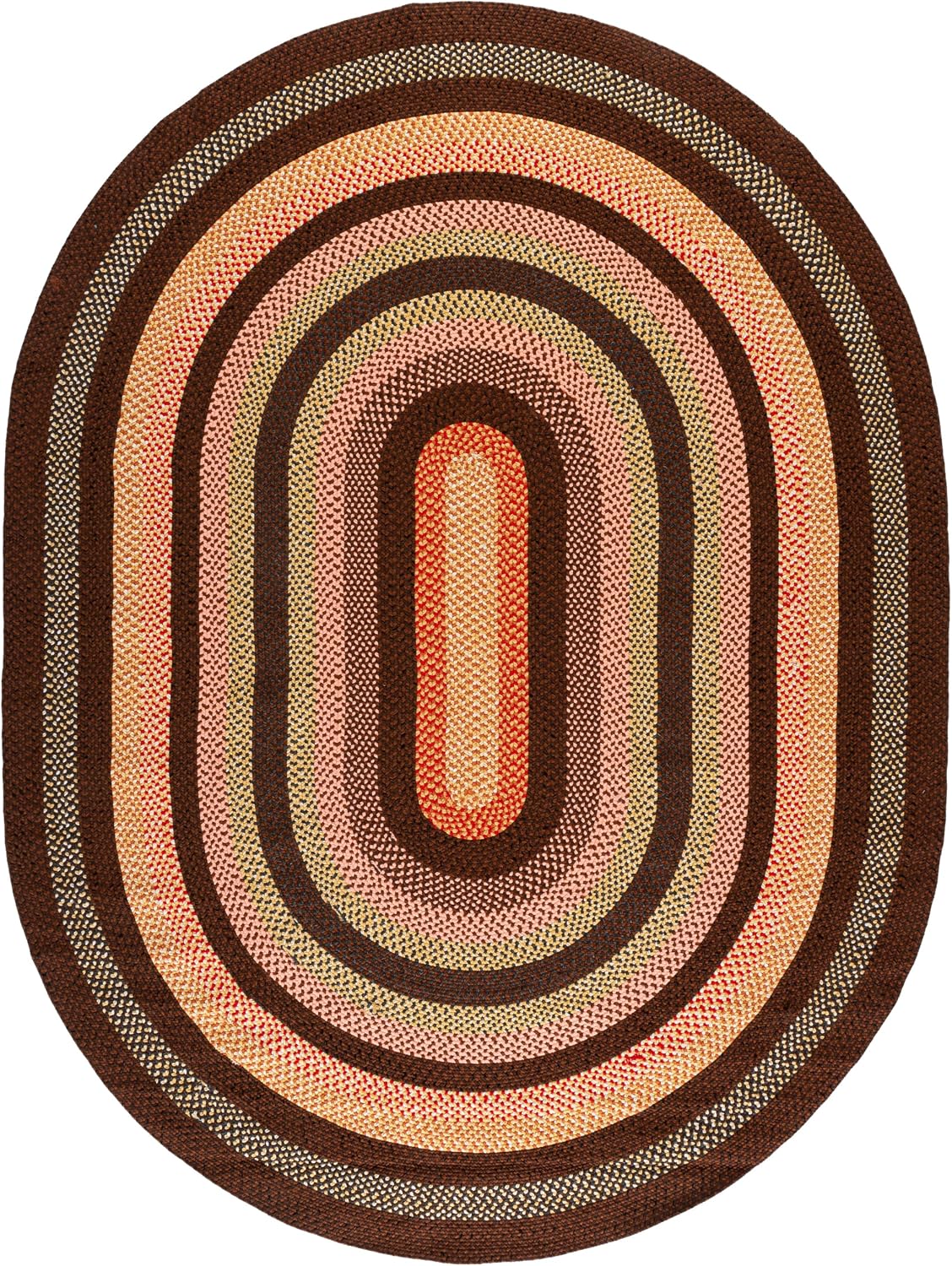 Braided Indoor/Outdoor Oval Rug 8x10, Large Brown BRD313T