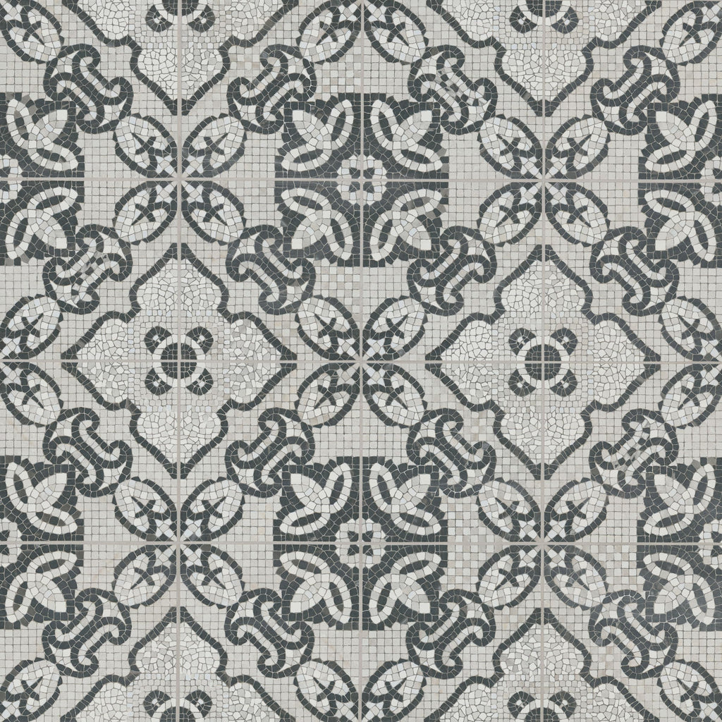 Porcelain Encaustic Floor & Wall Tile | Galleria Amalfi Bianco |8" x 8"