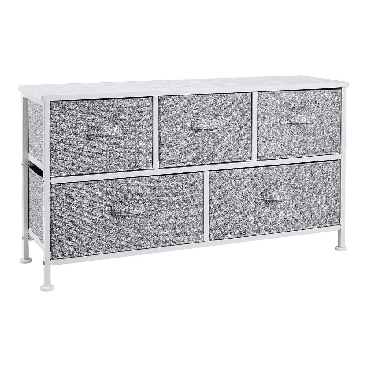 Extra Wide Fabric 5-Drawer Storage Organizer Unit Closet, White
