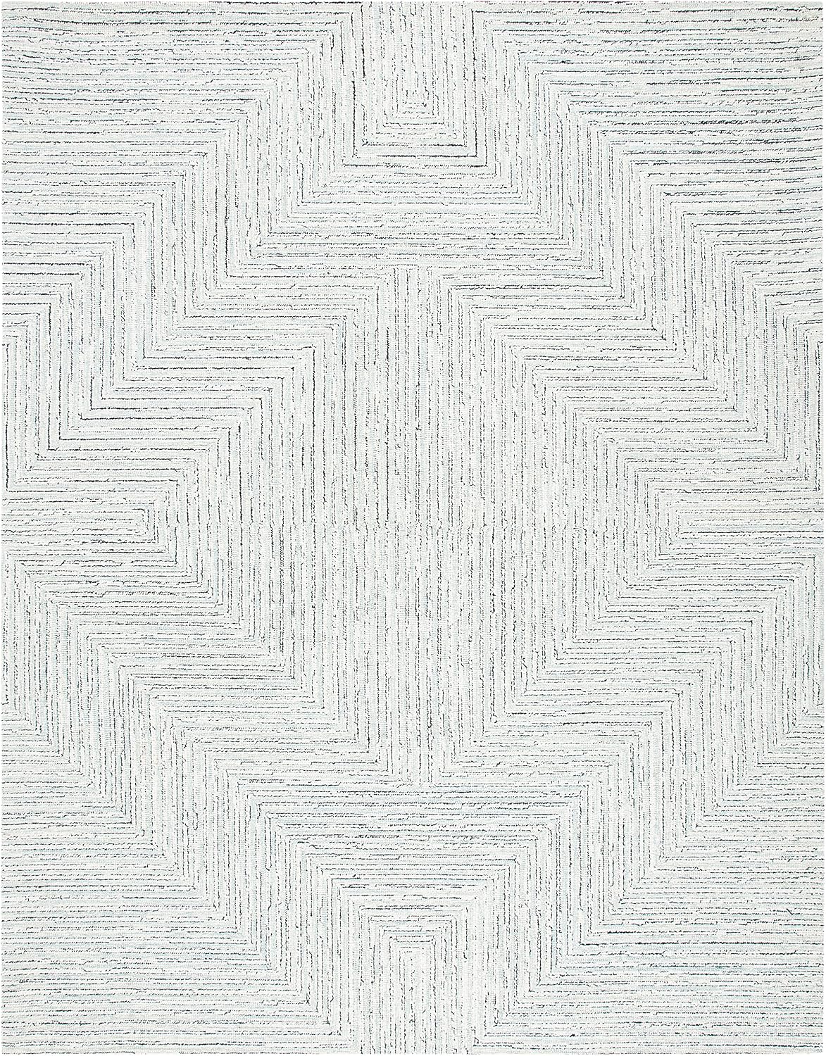 Micro-Loop Collection Area Rug, Light Grey & Ivory, Handmade Wool, Ideal for High Traffic Areas in Living