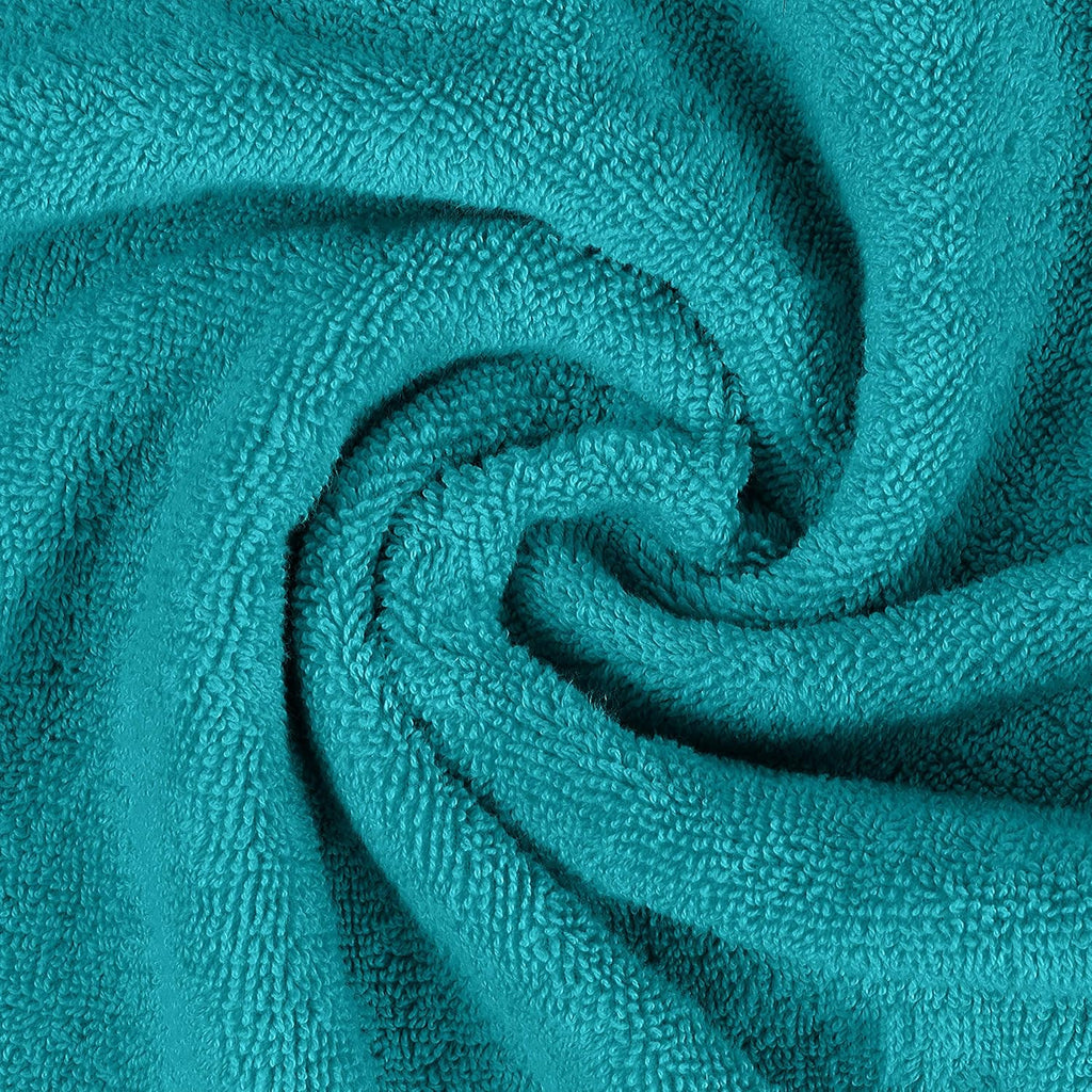 6 Piece Hand Towels Set, 16x28 in, 100% Cotton, Turquoise