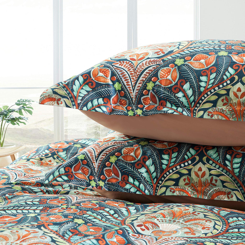 Damask Medallion Luxury Duvet Quilt Cover Boho Paisley Print Bedding Set 400 Thread Count Egyptian Cotton Sateen