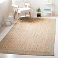 Natural Fiber Collection Area Rug, Green & Natural, Handmade Border Farmhouse Jute, Ideal for High Traffic