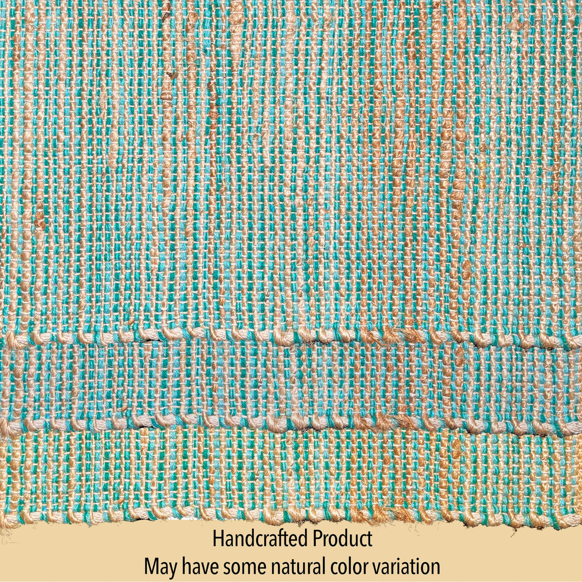 Natural Jute & Aqua Turquoise Placemats, Set of 4 - Rustic Handmade Boho Table Mats, 13x19 in Dining Table Placemats
