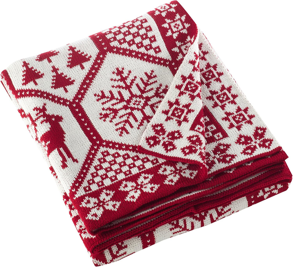 Christmas Knit Throw Blanket, 50"x60", Red