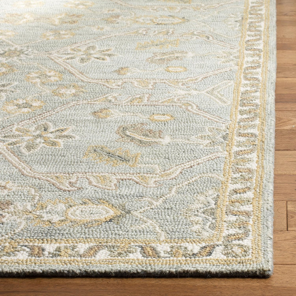 Blossom Collection Slate / Beige BLM701M Handmade Premium Wool Area Rug