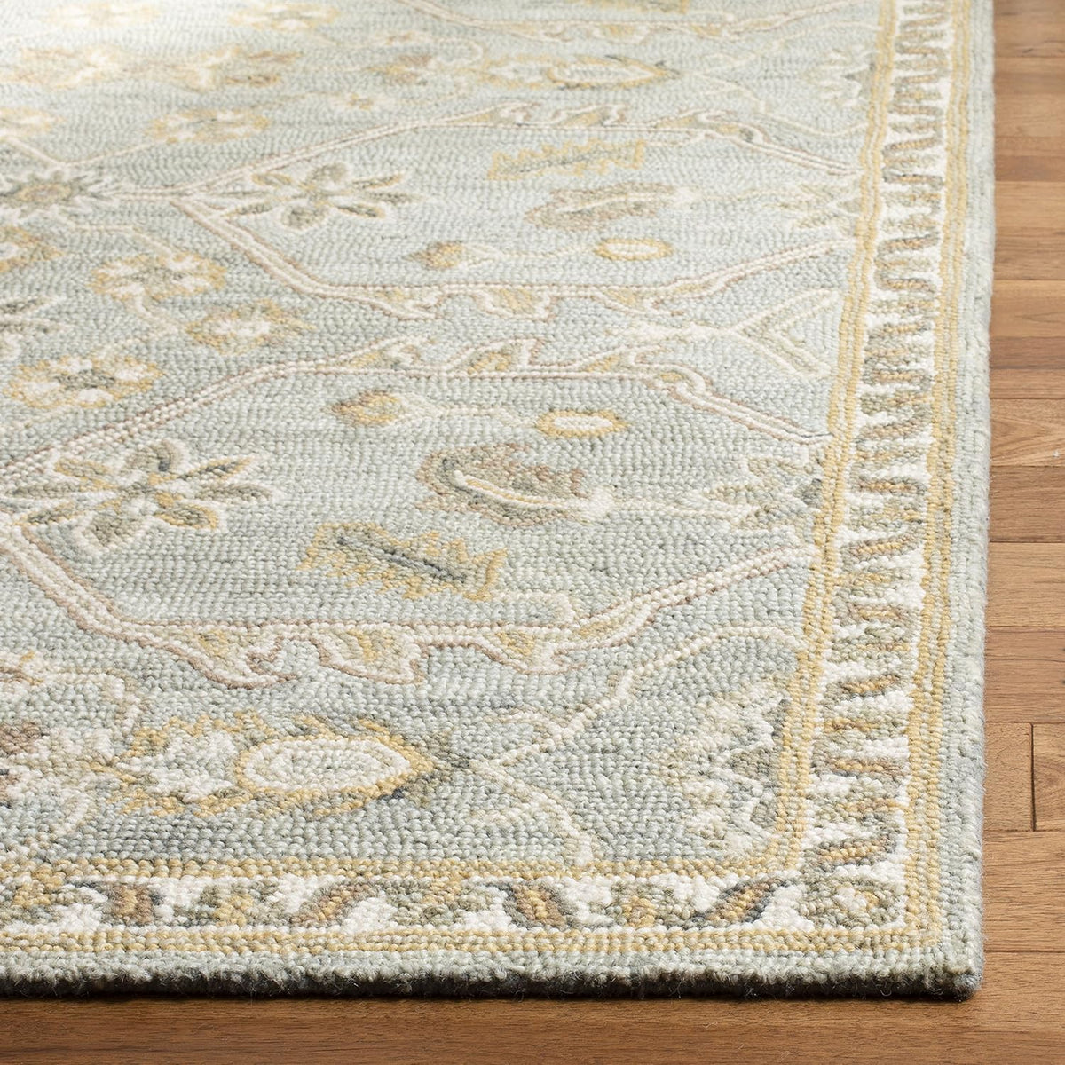 Blossom Collection Slate / Beige BLM701M Handmade Premium Wool Area Rug