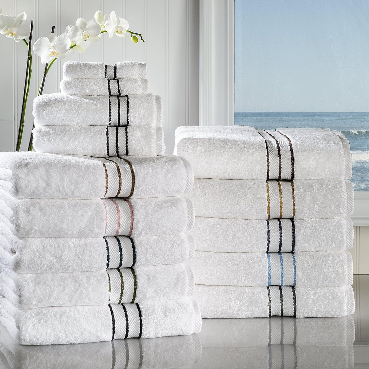 Hotel Turkish Cotton 6 Piece Towel Set, Ultra Plush Spa Quality Heavyweight Essentials , Thick Absorbent and Soft