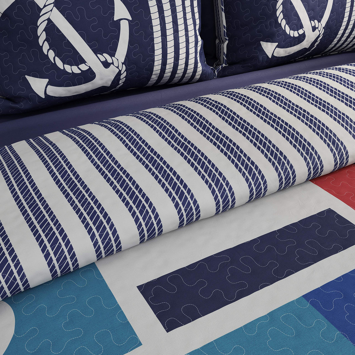 Coastal-Themed Twin Quilt Set, 2-Piece-Set