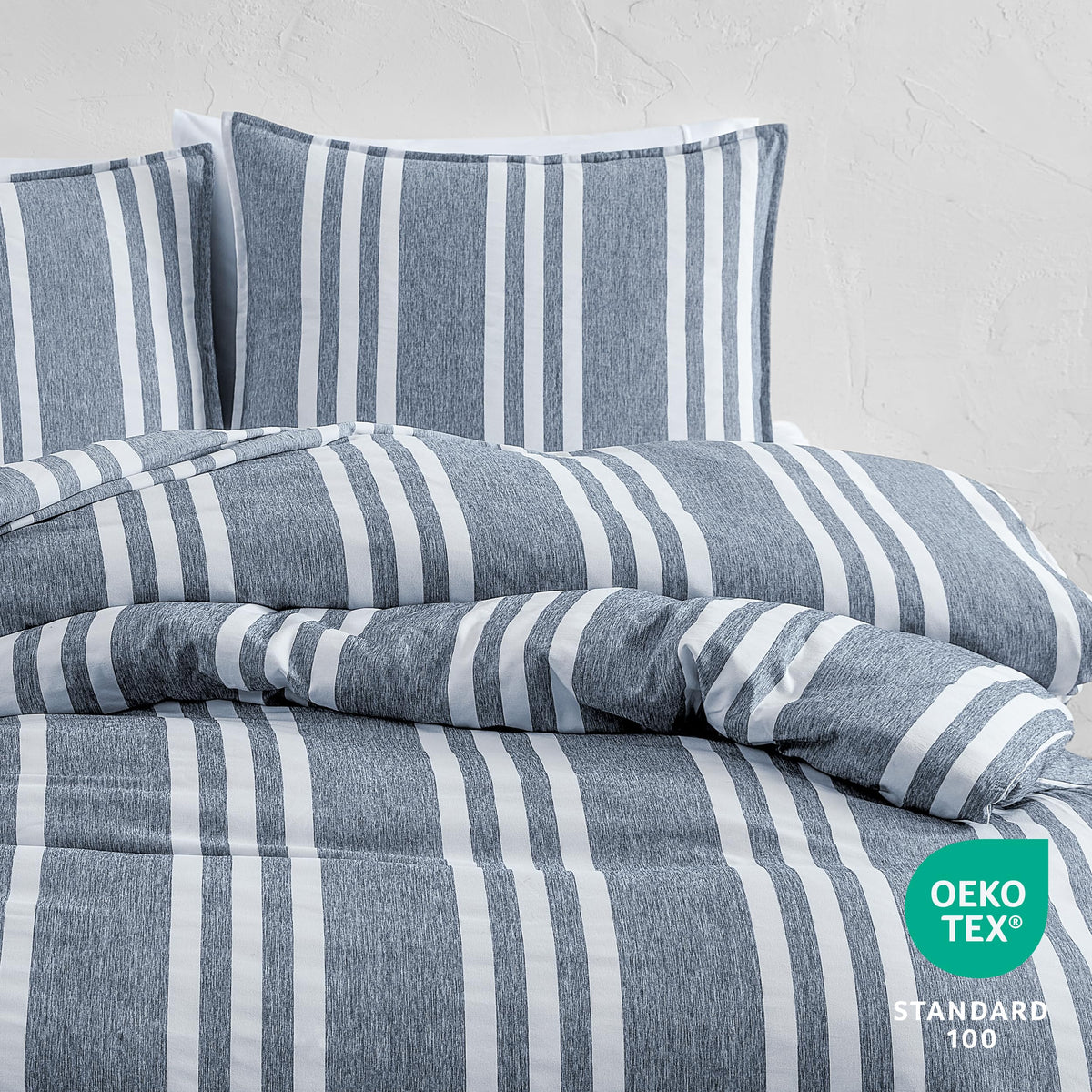 Duvet Cover Set (Stripe - Heathered Midnight Blue)