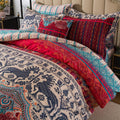 Exotic Boho Duvet Cover Set Queen 100% Brushed Cotton Soft Bohemian Bedding Paisley Ethnic Colorful Printed Bedding